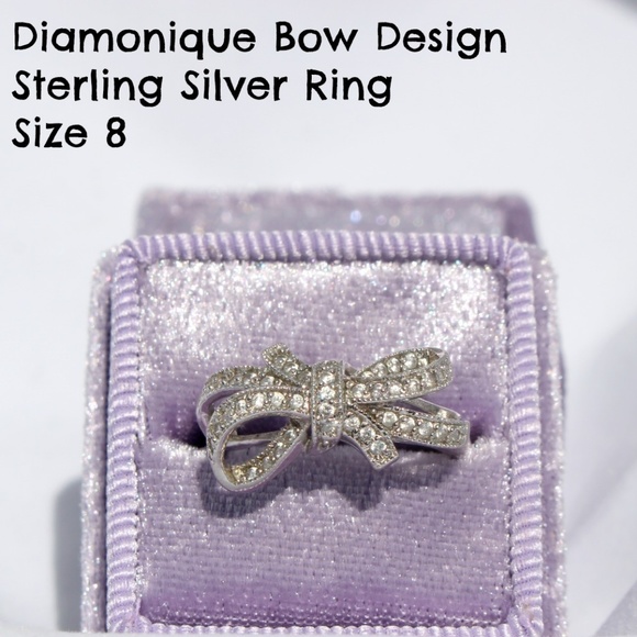 QVC Jewelry - Diamonique Bow Design Sterling Silver Ring